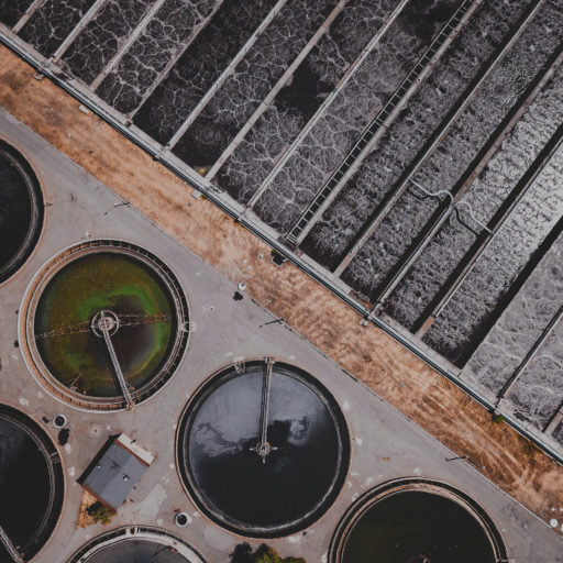 aerial photo of wastewater pumps facility